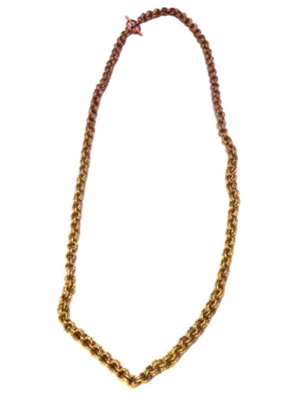 Antique Gold 2 in 2 Twisted Wire Chainmail Necklace 1264